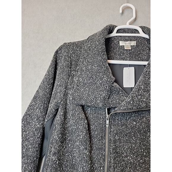 NWT Christopher & Banks Gray Marled Knit LS Rib Side Moto Jacket Women's Plus 1X - Picture 5 of 14